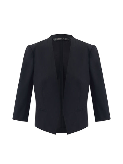 Triacetate 3/4 Sleeves Women Crop Blazer