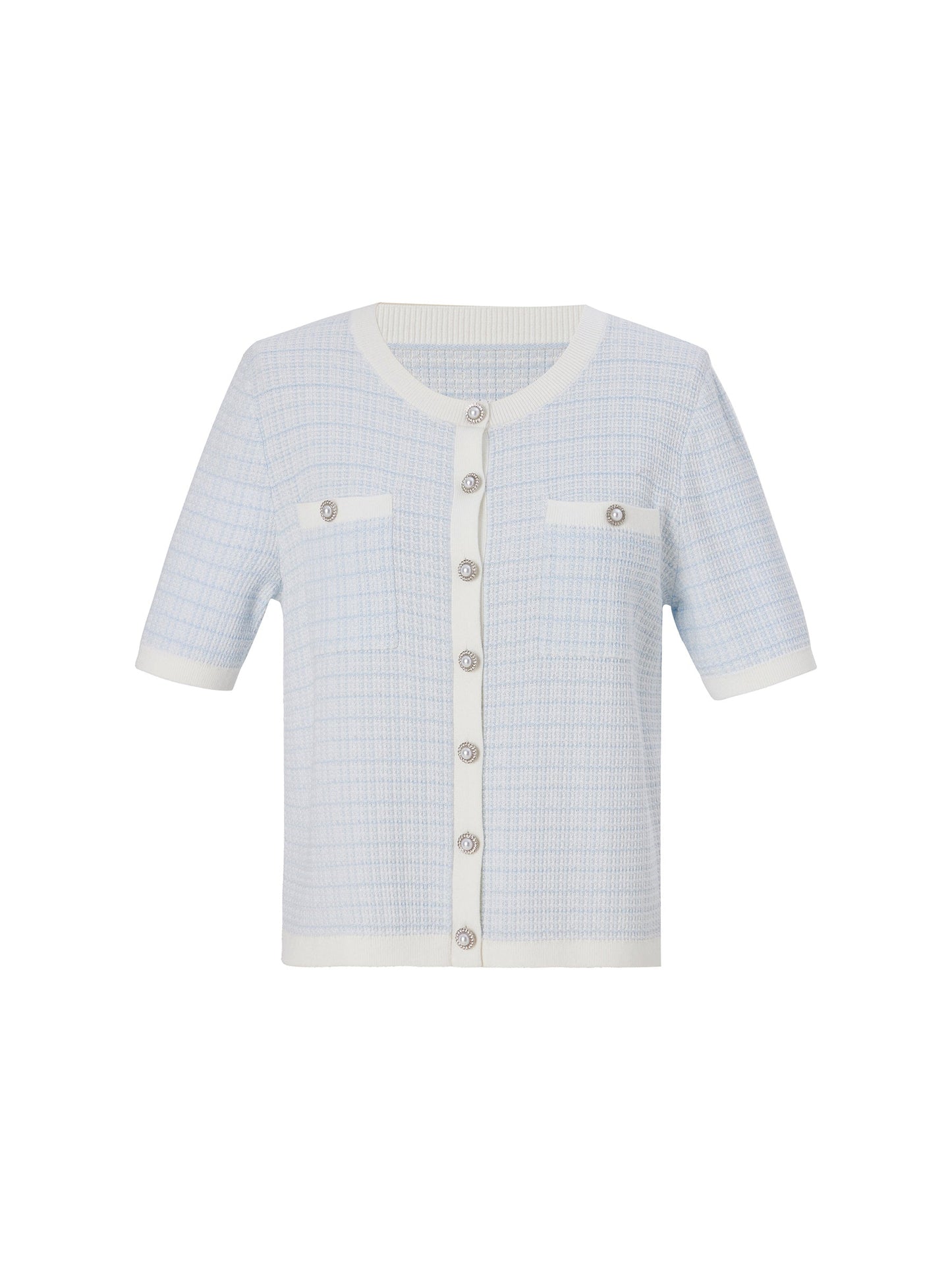 Tencel Blend Contrast Trim Women Textured Cardigan