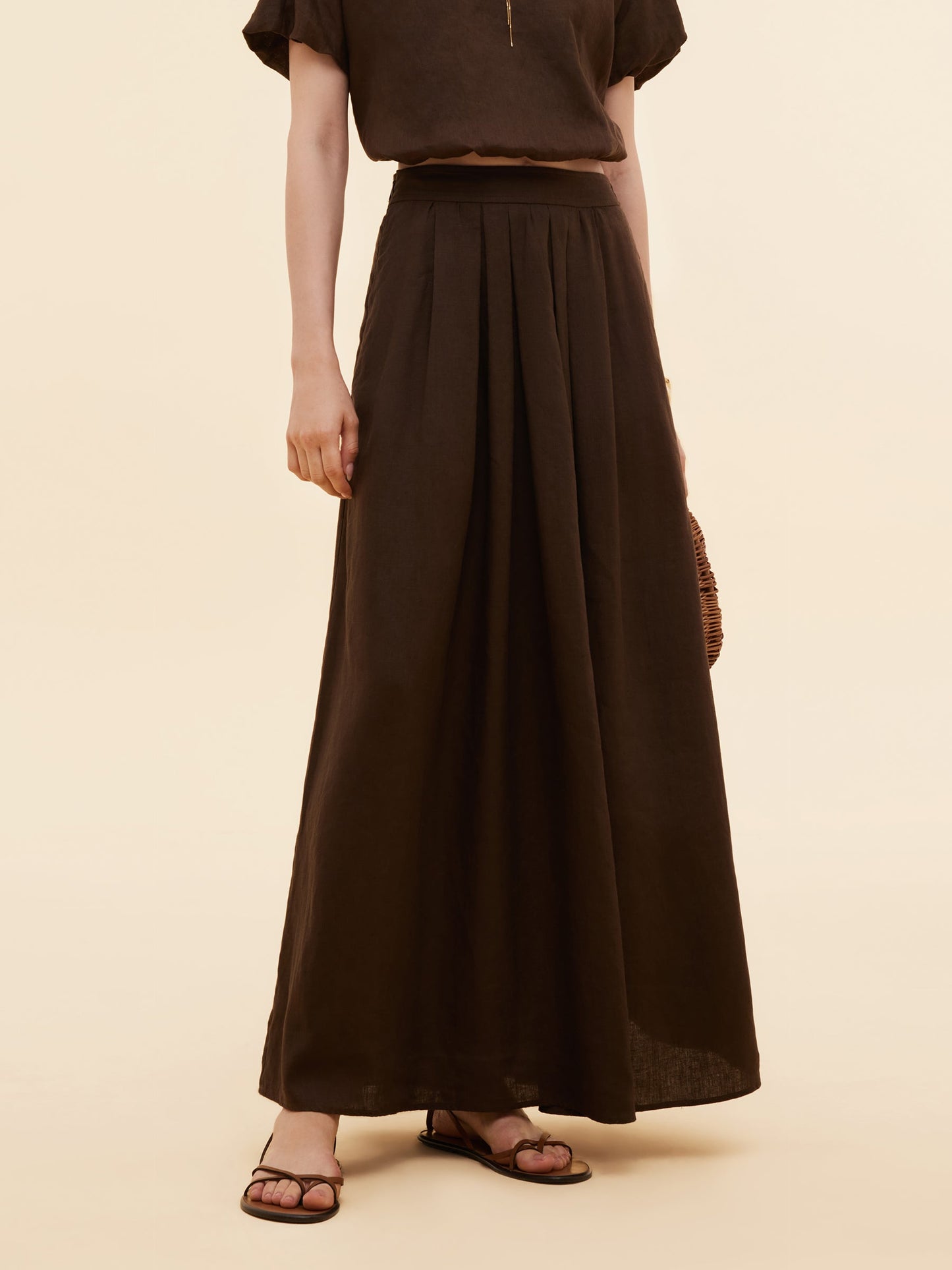 100% Linen Women High-Waisted A-Line Skirt