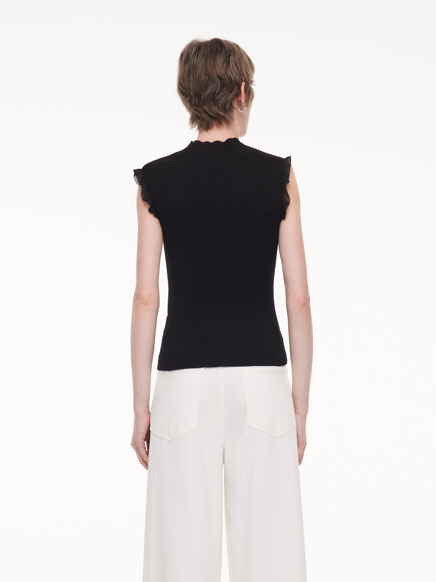 Ruffle Cuff Women Knit Tank Top