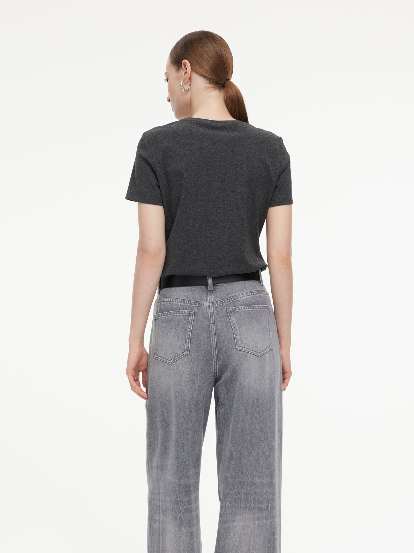 Bowknot Print Gathered Waist Women T-Shirt