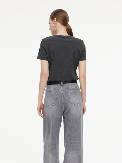 Bowknot Print Gathered Waist Women T-Shirt