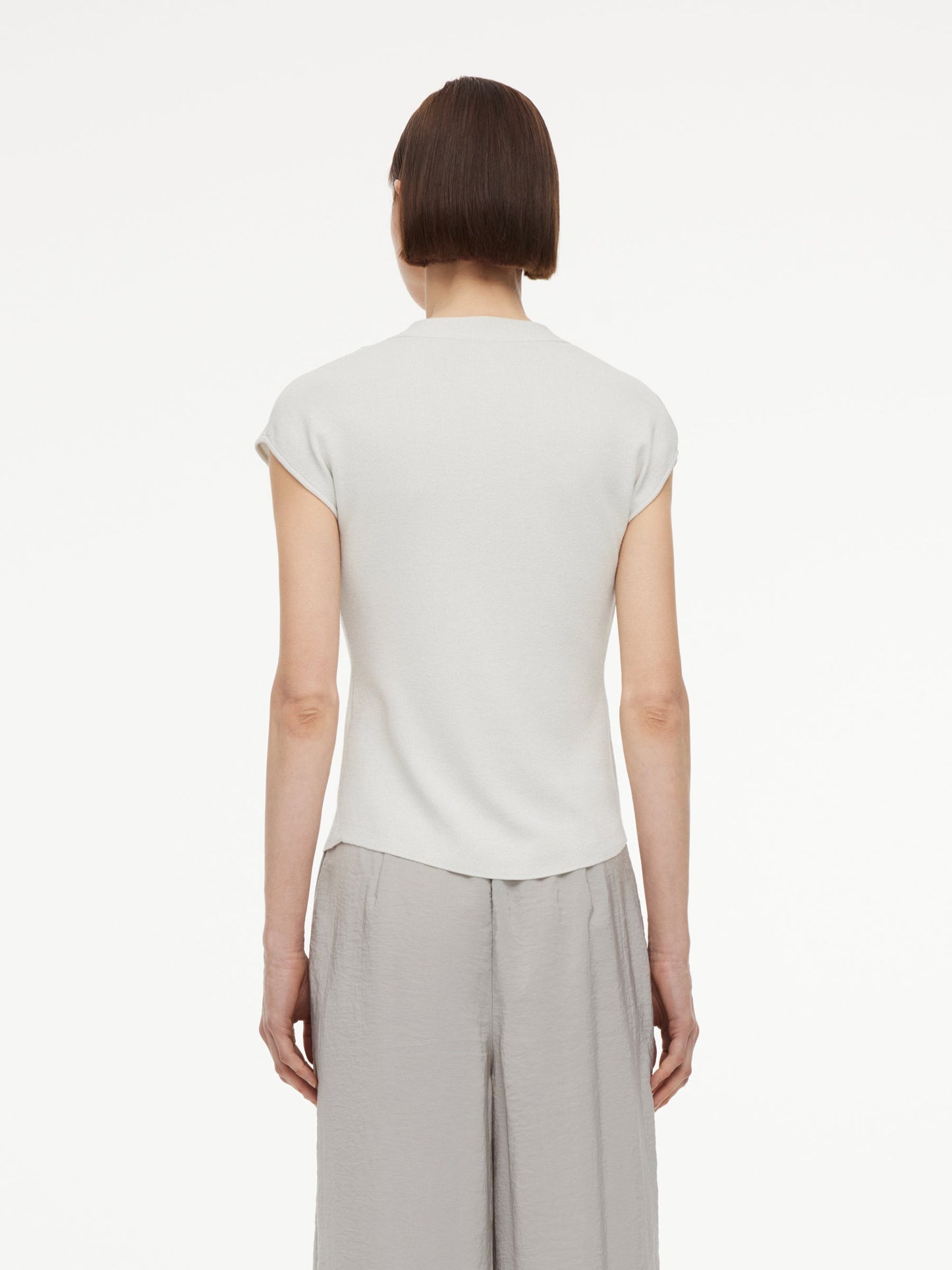 Lyocell Wool Blend Tie Front Women Knit Top