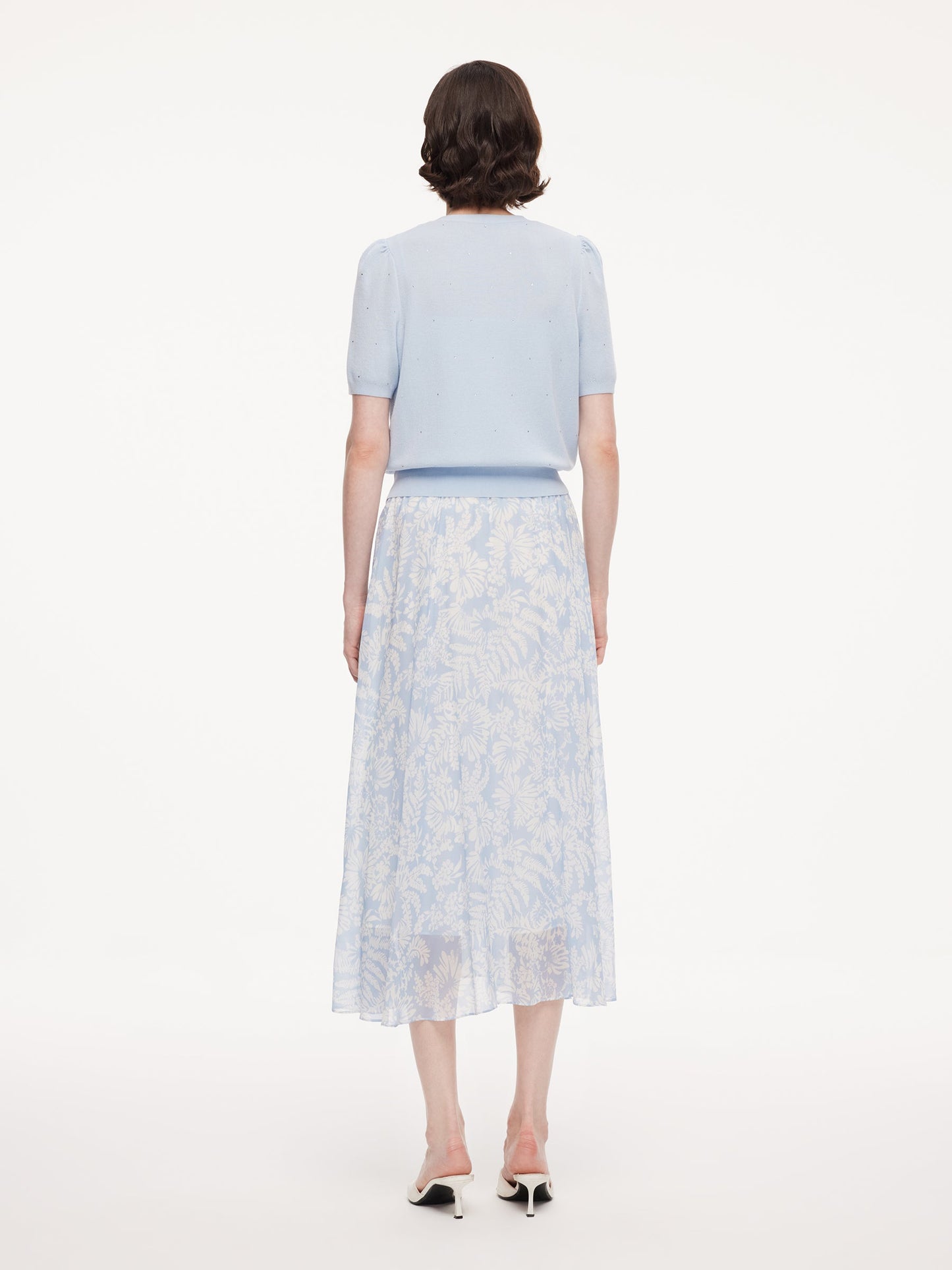 10MM Mulberry Silk Floral Print Women Skirt With Scrunchie