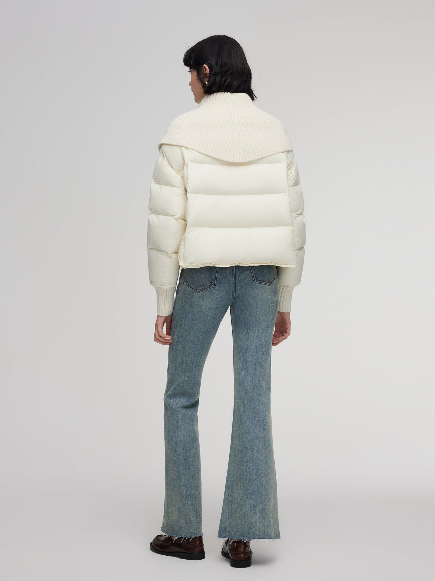 Cocoon Knitted Convertible Collar Goose Down Jacket
