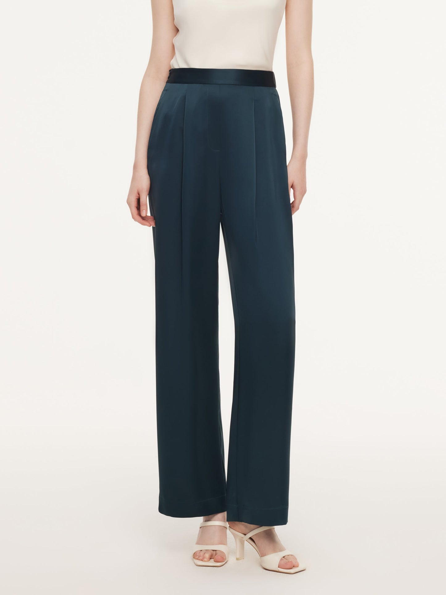 Triacetate Blend Women Straight Leg Pants