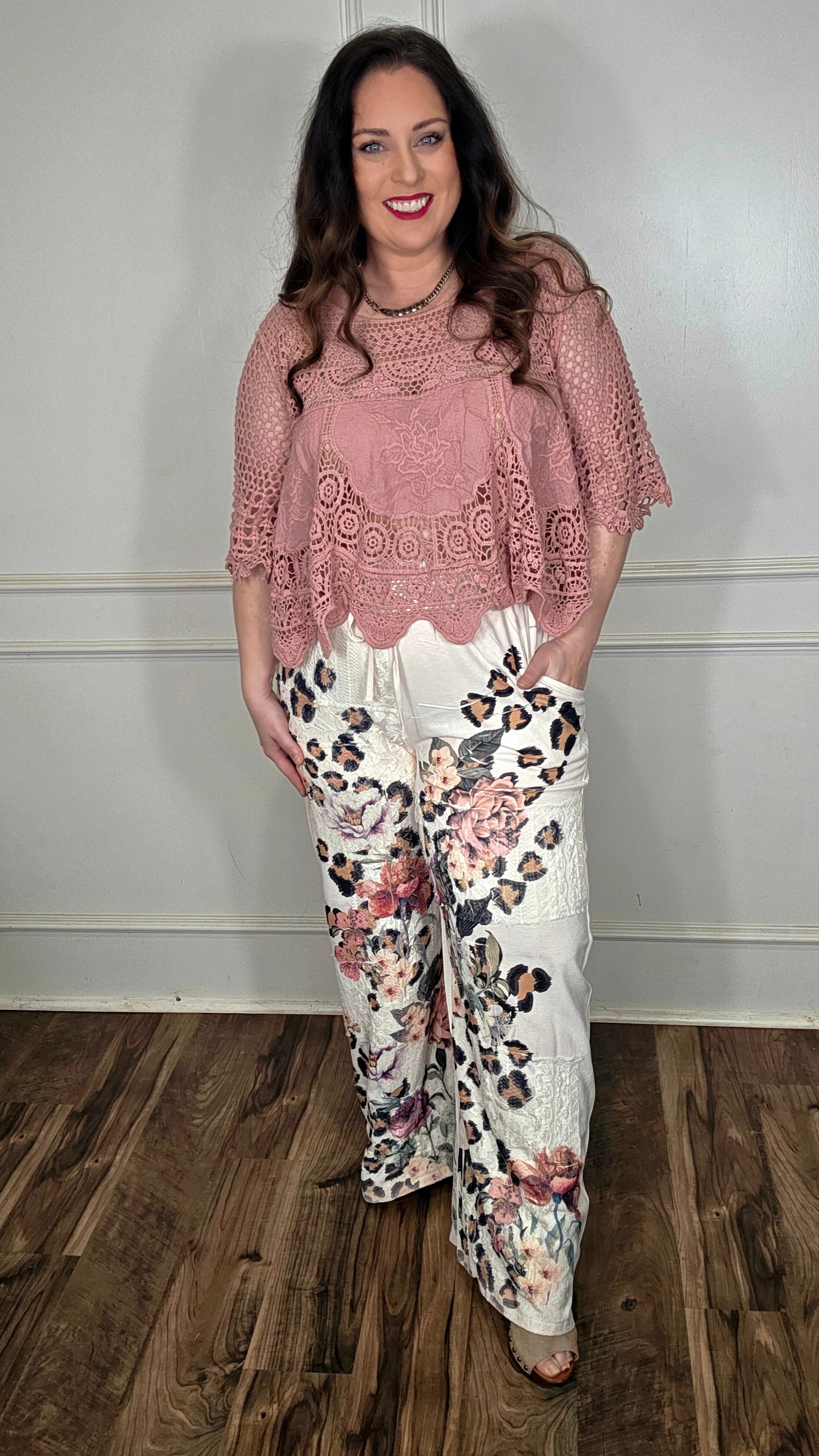Origami - Heirloom Crochet Rose Detail Top