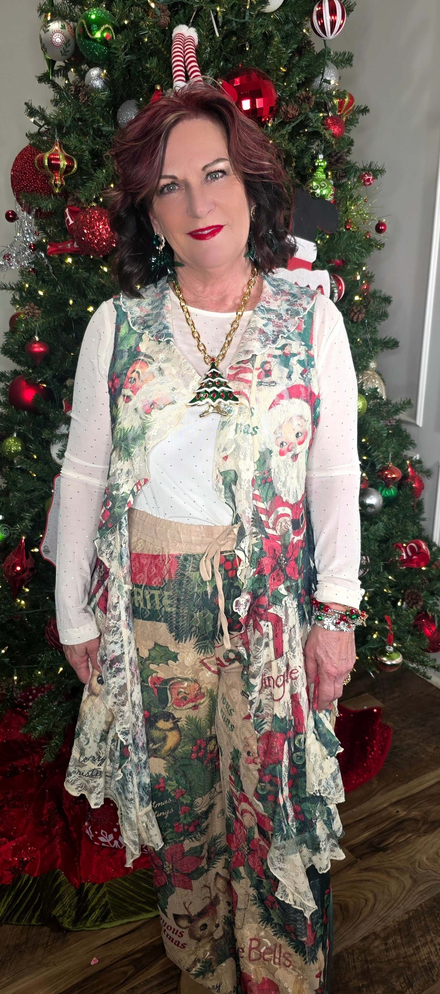 Santa Lace Drawstring Pants