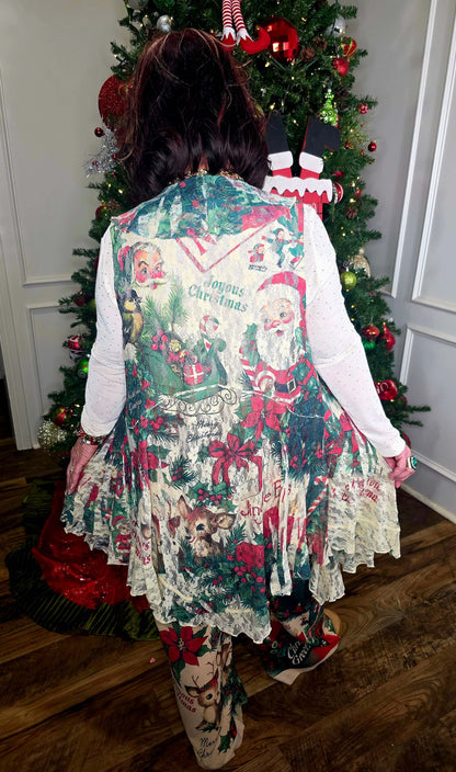 Santa Ruffle Lace Sleeveless Cardigan